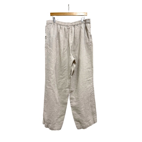 Kim Rogers Woman's 100% Linen Pants 18W Oatmeal Beige Wide Leg High Rise Relaxed - Picture 2 of 5